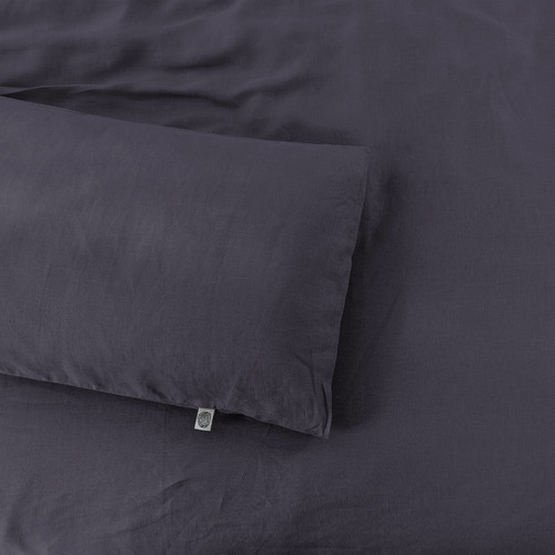 Charcoal Vintaged Hemp Quilt Cover Set