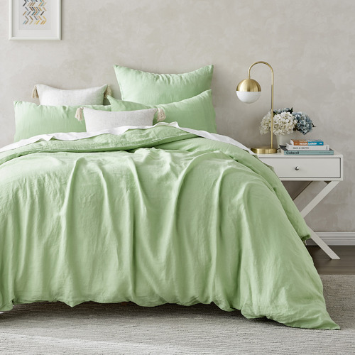 Green-European-Flax-Linen-Quilt-Cover-Set