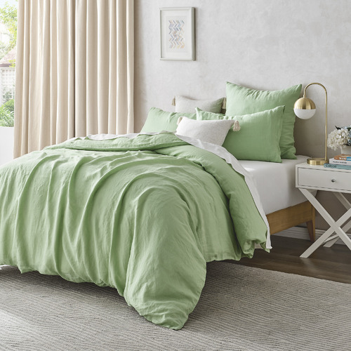 Green-European-Flax-Linen-Quilt-Cover-Set