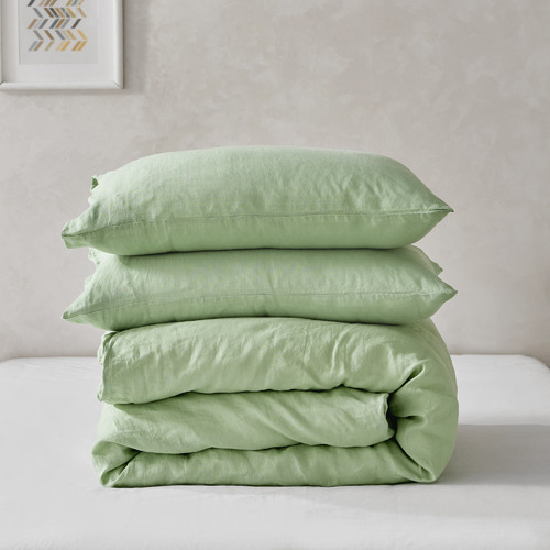 Green-European-Flax-Linen-Quilt-Cover-Set
