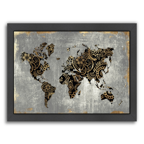 Statestudio Gold World Map Printed Wall Art Temple And Webster