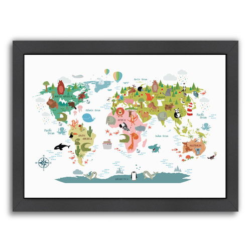 Statestudio Animals World Map Printed Wall Art Temple And Webster