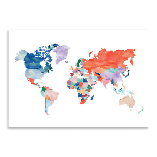 Statestudio Watercolour World Map Printed Wall Art Temple And Webster