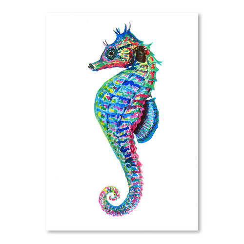 Colourful Seahorse Facing Left Printed Wall Art Temple & ster