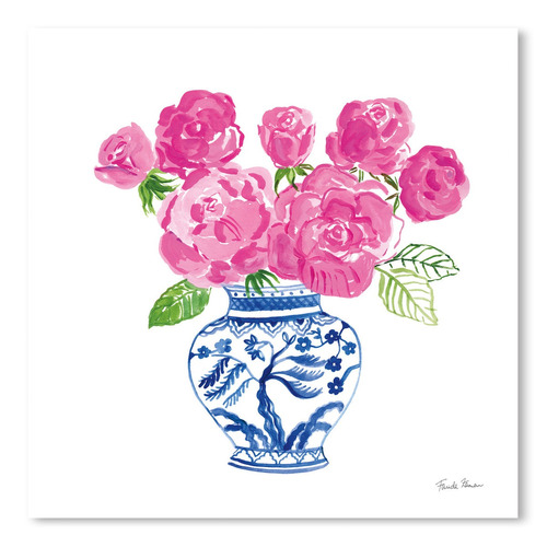 Chinoiserie Roses On White I Printed Wall Art | Temple & Webster