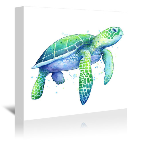 Statestudio Green Sea Turtle Square Printed Wall Art 