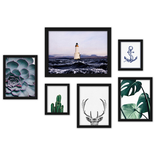 6 Piece Contemporary Mixed Gallery Wall Art Set | Temple & Webster