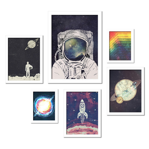 6 Piece Outer Space Astronaut Gallery Wall Art Set | Temple & Webster