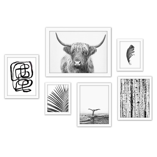 6 Piece Black & White Framed Gallery Wall Art Set