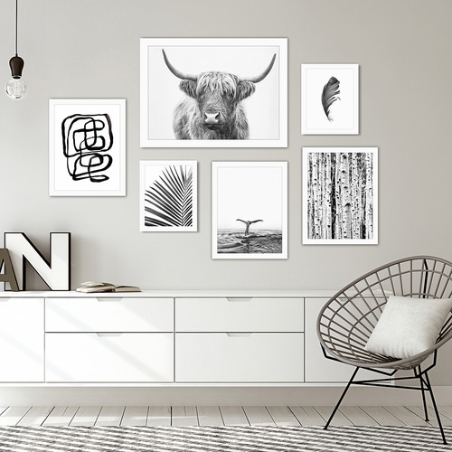 6 Piece Black & White Framed Gallery Wall Art Set