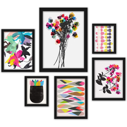 6 Piece Colourful Abstract Florals Gallery Wall Art Set | Temple & Webster