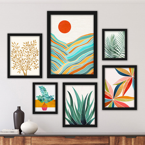 6 Piece Modern Tropical IV Gallery Wall Art Set Temple & ster