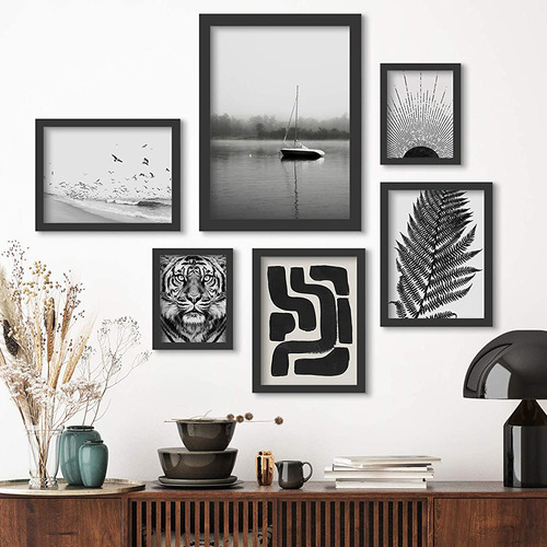 6 Piece Contemporary Boat in Fog Gallery Wall Art Set | Temple & Webster