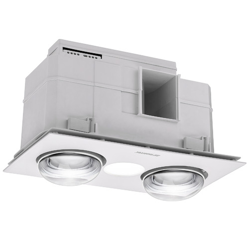 White Forme 2 Light Bathroom Fan Heater