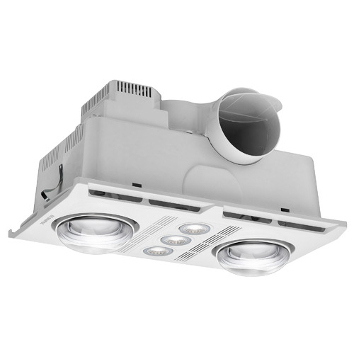Profile Plus LED 2 Heat 3 in 1 Bathroom Heater and High Extraction Exhaust Fan