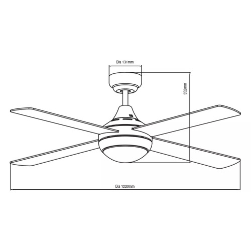 Link 4 Blade AC Ceiling Fan with 15W CCT LED