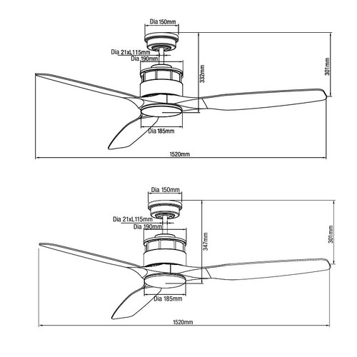 Governor Ceiling Fan with Tri-Colour LED