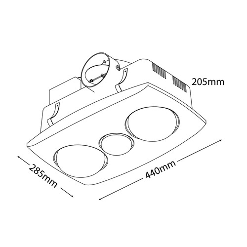 Contour 2 Heat 3 in 1 Bathroom Heater Fan and Light in White