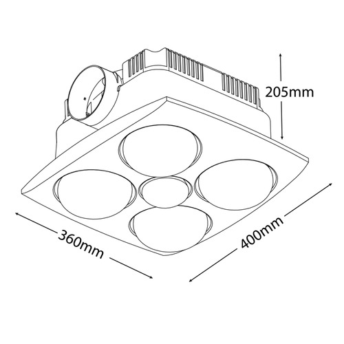 Contour Bathroom Heater and Exhaust Fan in Silver with Light Kit