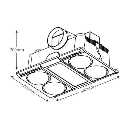 Profile Panel 4 Heater Bathroom Exhaust Fan with LED