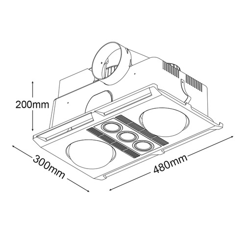 Profile Plus LED 2 Heat 3 in 1 Bathroom Heater and High Extraction Exhaust Fan