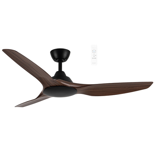 Impact 132cm Walnut & Matte Black DC Ceiling Fan with LED Light