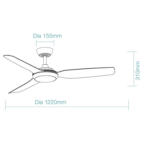 Viper 122cm DC 3 Blade Smart Ceiling Fan with LED Light