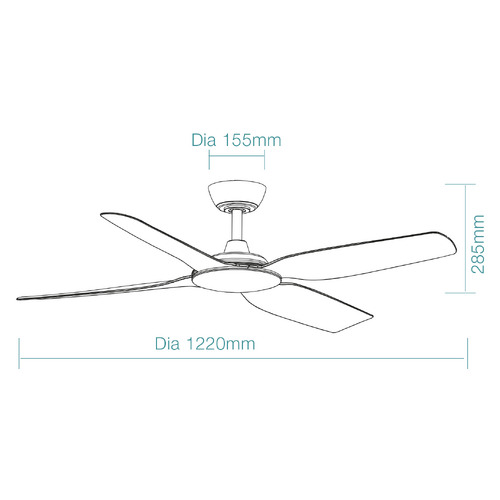 Viper 122cm DC 4 Blade Smart Ceiling Fan with Remote Control