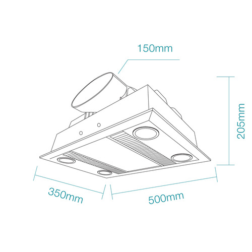 Linux DC White 1000W 3-in-1 Bathroom Heater Exhaust Fan with LED Light