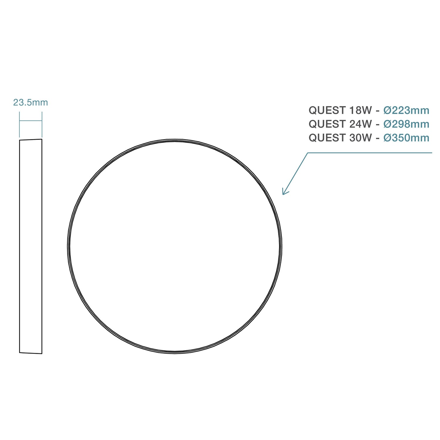 Quest White Round LED Oyster Light