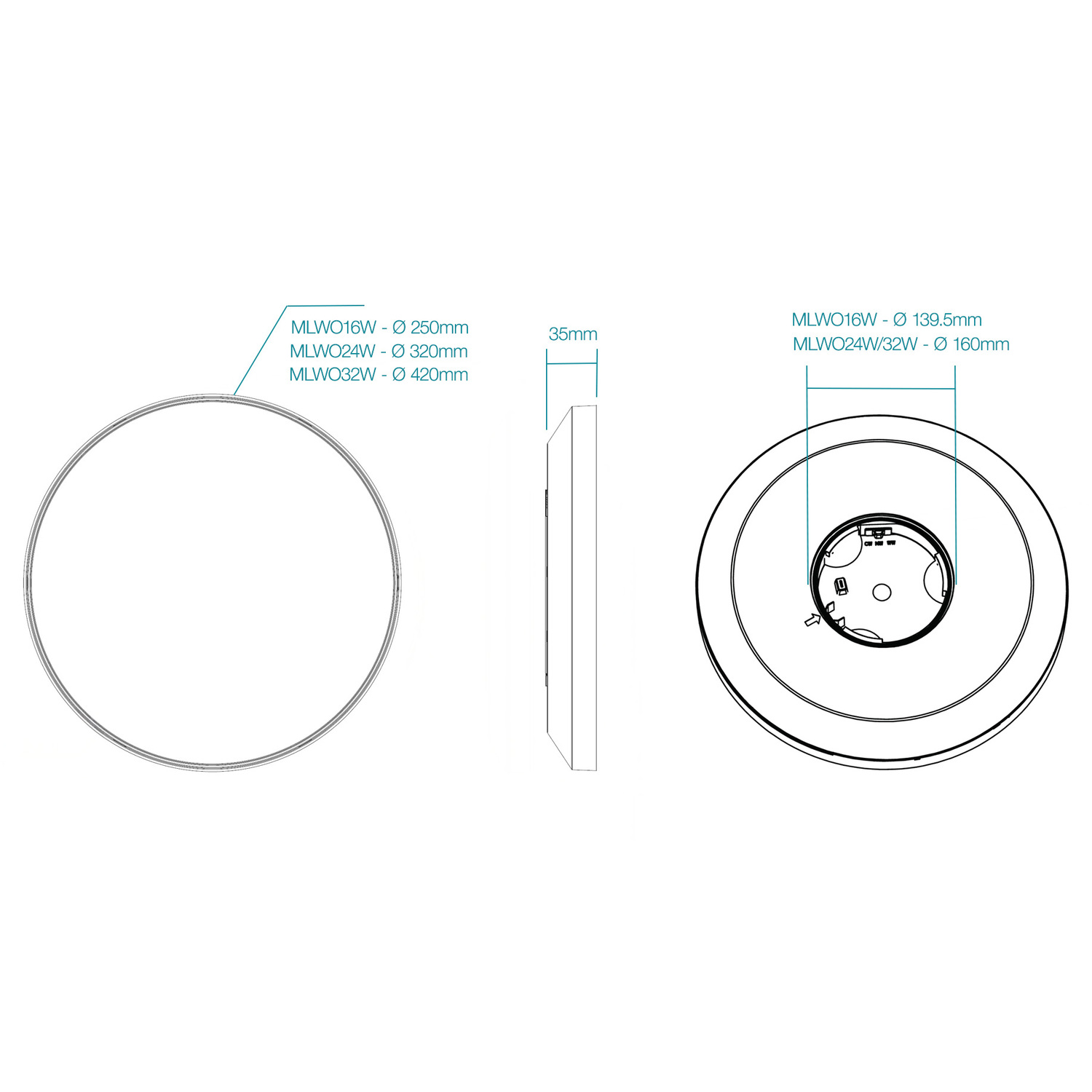 Wafer White Round LED Oyster Light