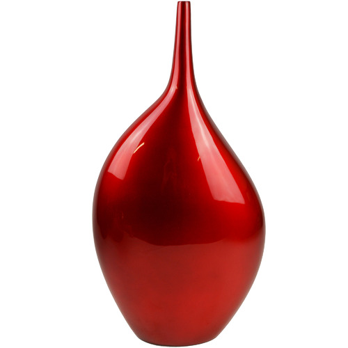 Red Lacquer Polyresin Vase Temple Webster