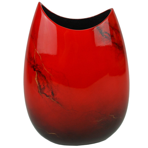 Medium Red Elements Lacquer Flat Vase Temple Webster