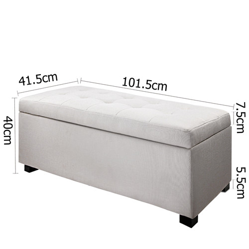 i.Life York Faux Linen Storage Ottoman & Reviews | Temple & Webster