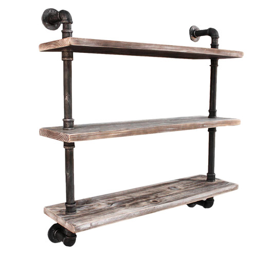 Life Industrial 3 Level Floating Pipe Wall Shelf Life Industrial 3 Level Floating Pipe Wall Shelf