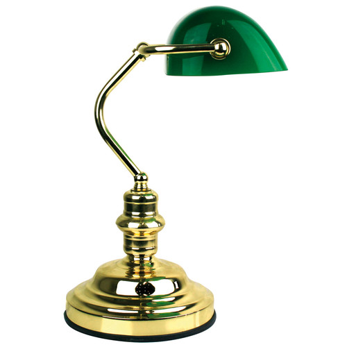 Zander Lighting Brass Bankers Ercolano Metal Table Lamp | Temple & Webster