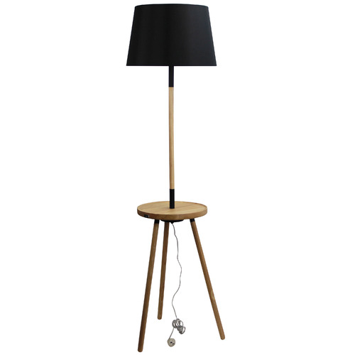 Zander Lighting Toft Wooden Floor Lamp, Floor Lamp With Table Attached Australia