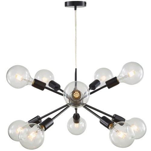 Black Sputnik 10 Light Metal Pendant