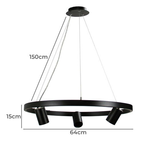 Black Zori 3 Light Metal Pendant