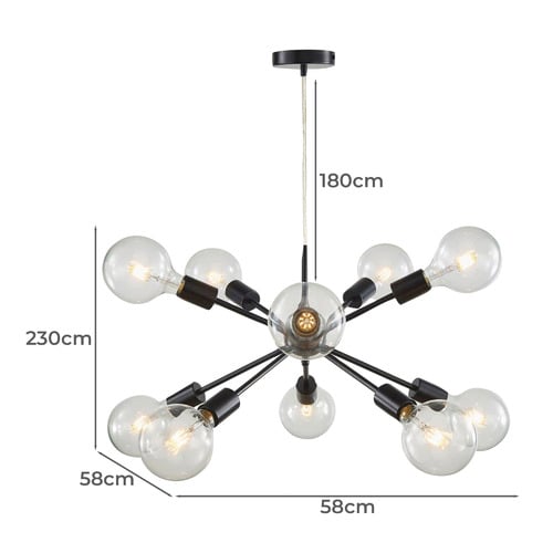 Black Lugo 10 Light Metal Pendant