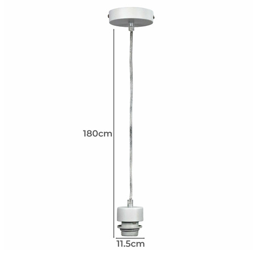 Parti Hanging Light Fixture in White Metal with Clear Cord