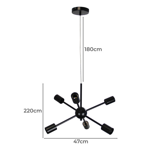 Black Lugo 6 Light Metal Pendant