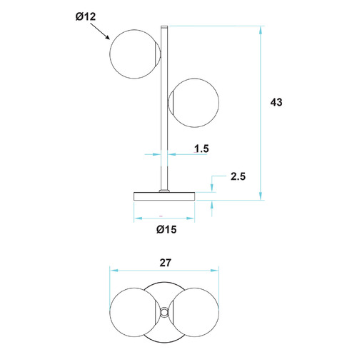 Felicity Metal 2 Light Table Lamp