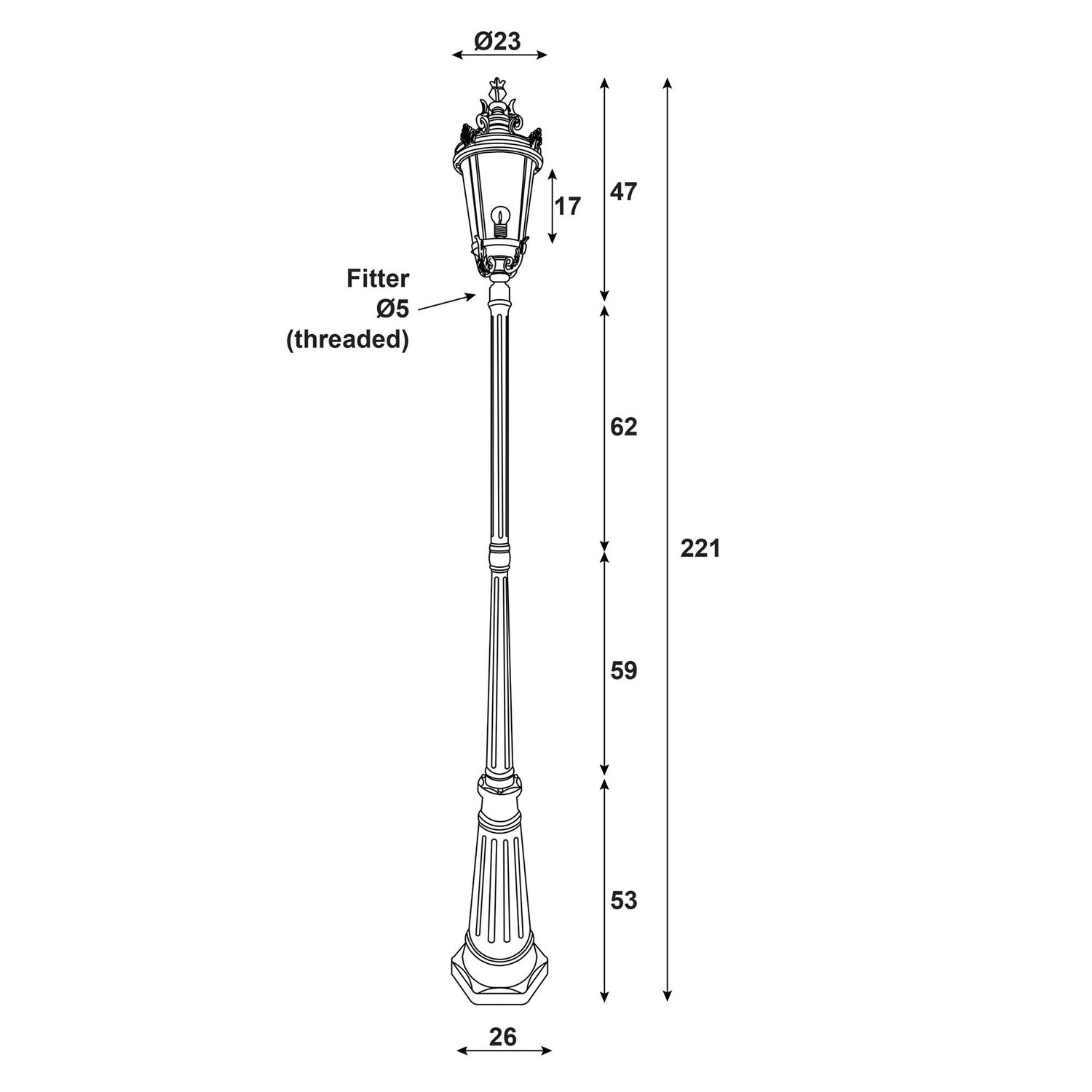 Milton Aluminium Exterior Lamp Post