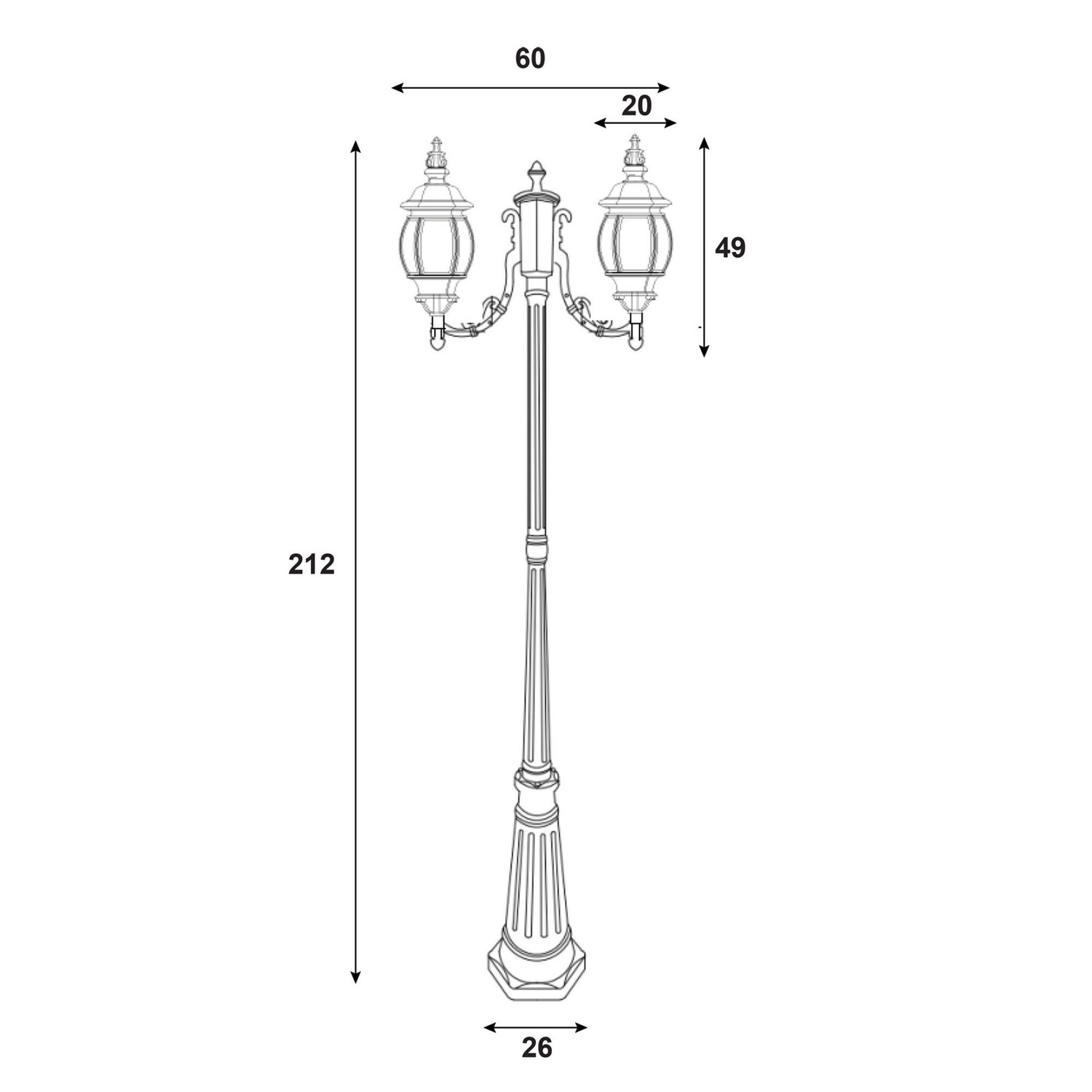 Saugus Aluminium Twin Head Exterior Lamp Post
