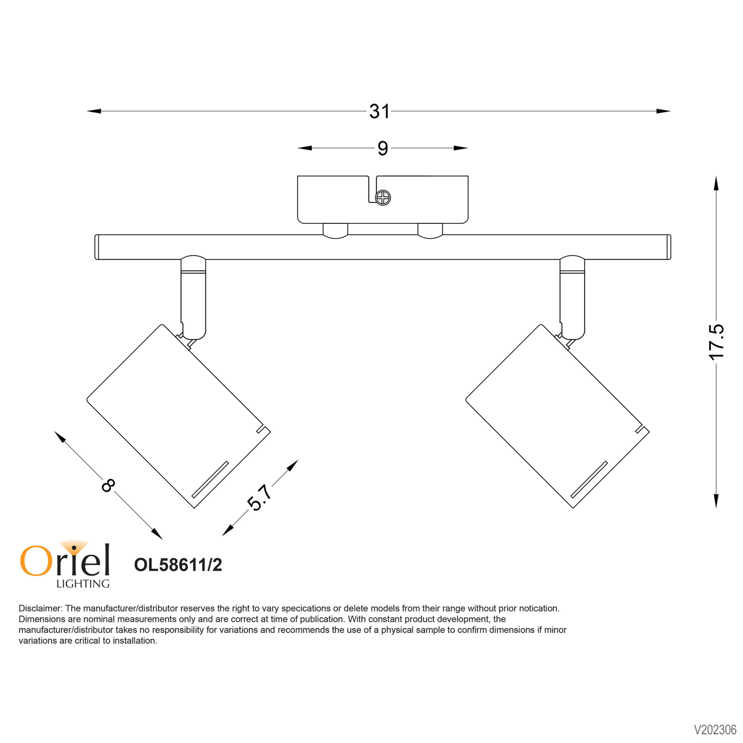 Naples Metal Adjustable 2 Lamp Spotlight