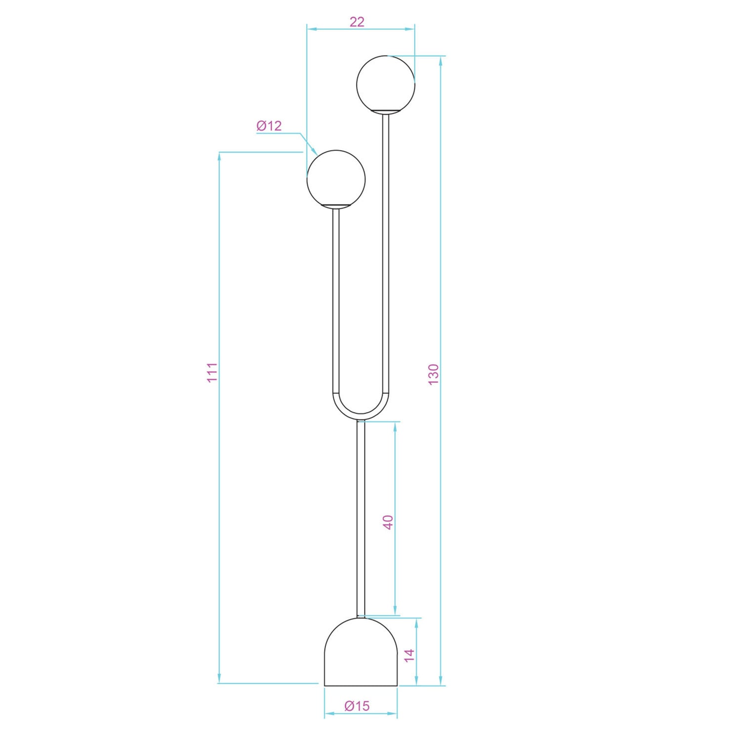 Hayward Smoke Glass 2-Light Floor Lamp