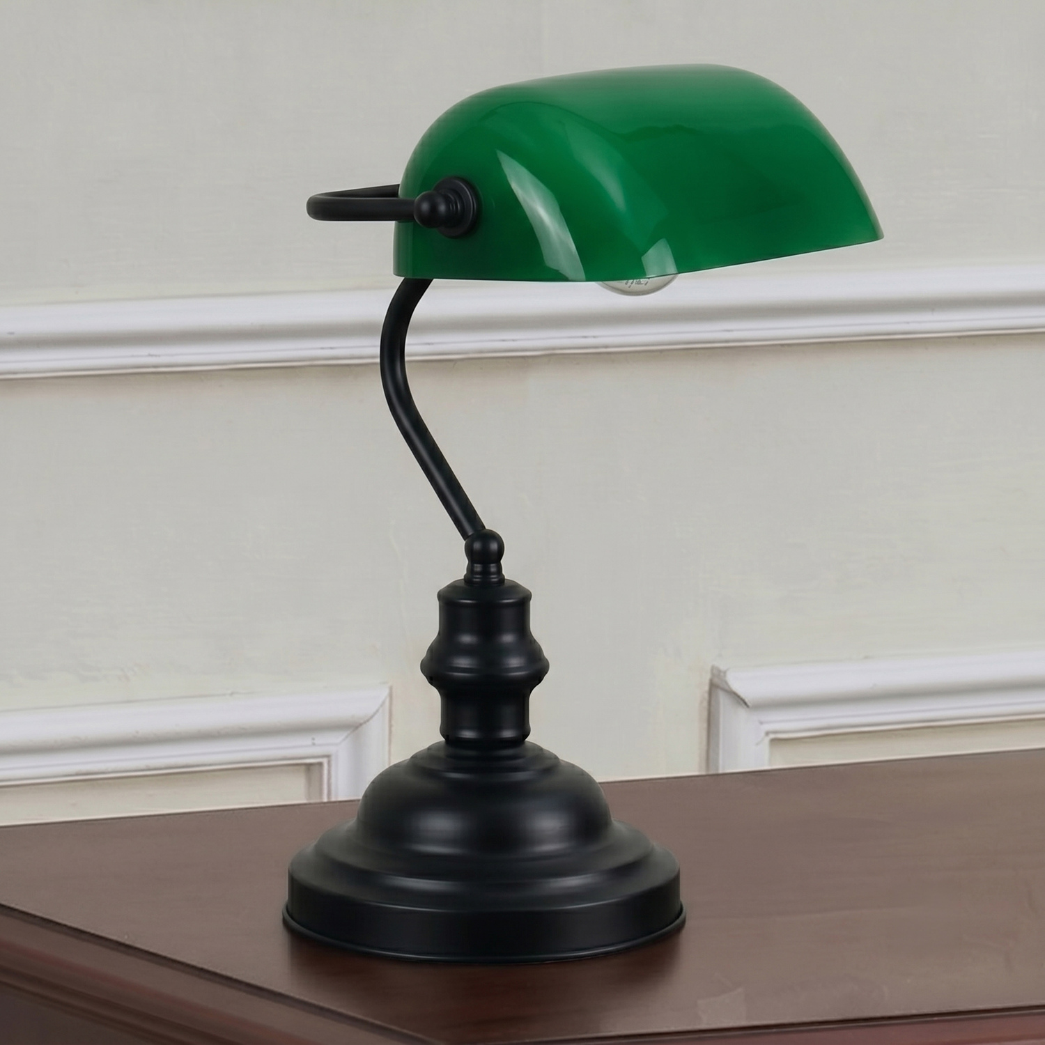 Diem Steel Touch Bankers Desk Lamp