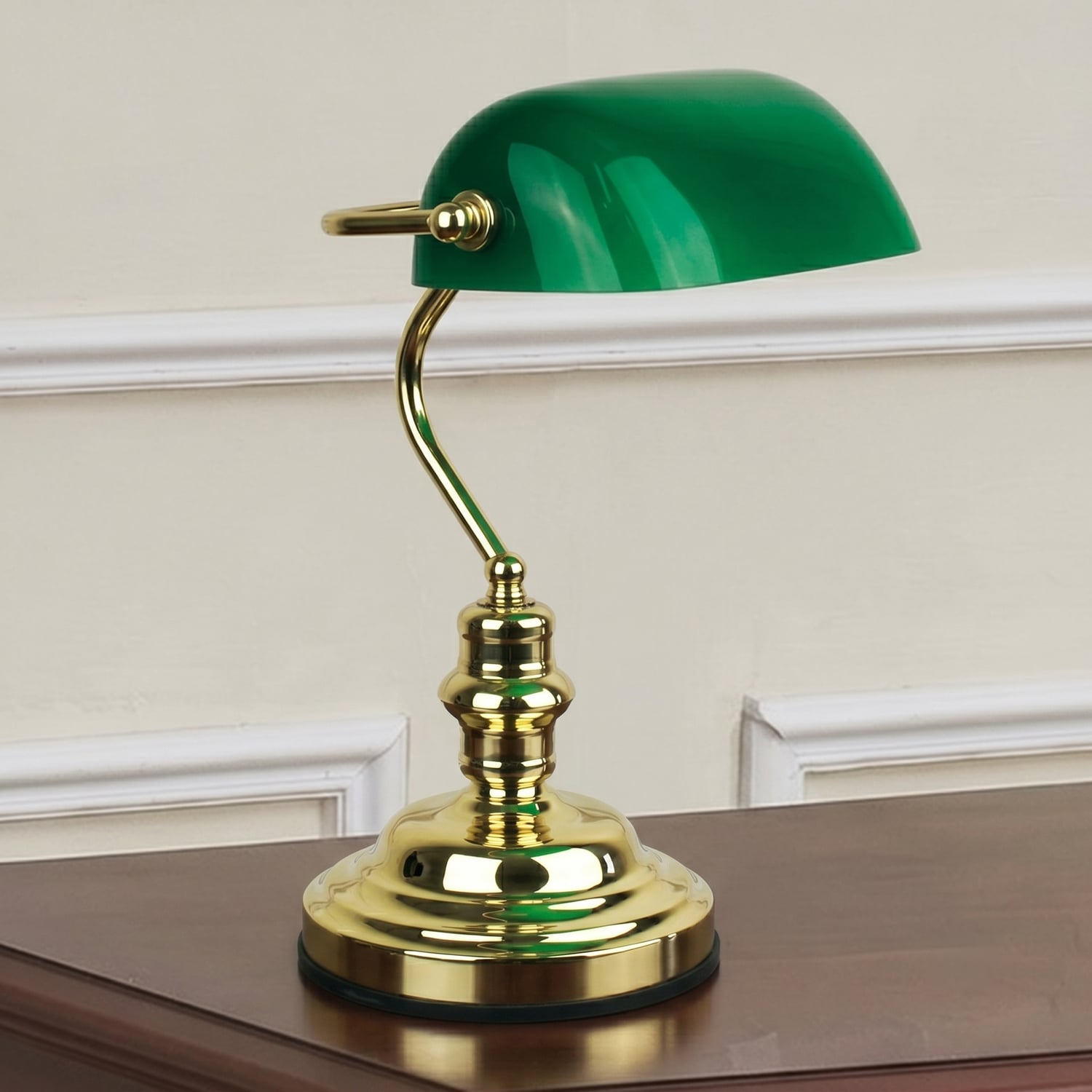 Bankers Touch Lamp in Brass / Dark Green
