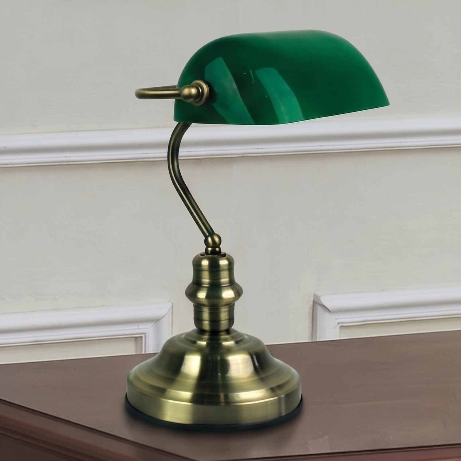Diem Steel Touch Bankers Desk Lamp